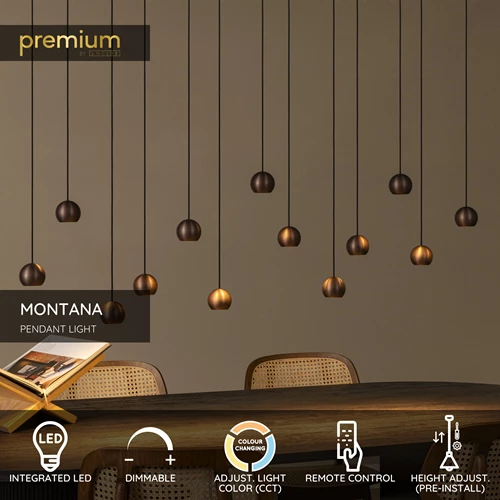 Lucide MONTANA - Pendant light - LED Dim. - CCT - 13x5,7W 2700K/4000K - Suitable for double-height spaces and high ceiling - Coffee | Premium - USP